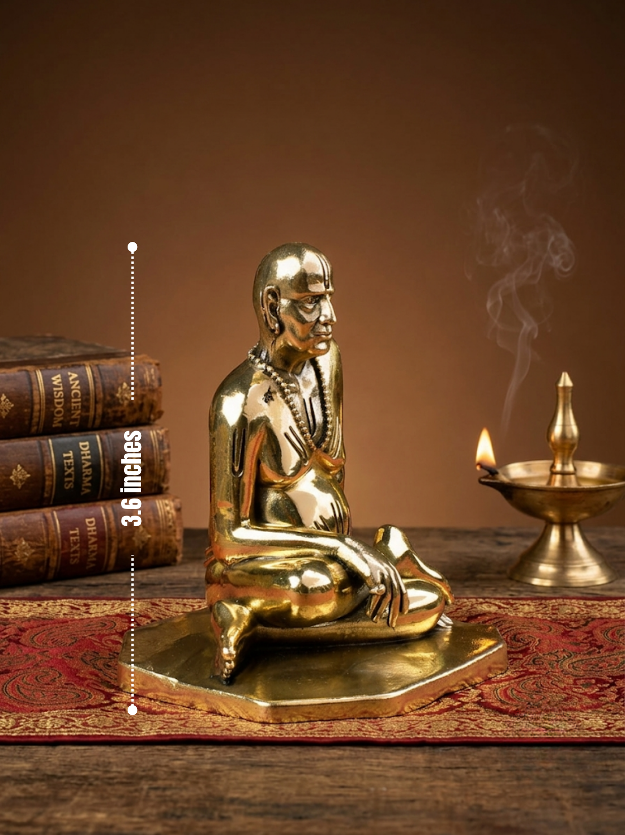 Shree Swami Samarth Ashtadhatu Idol - Traditional 8-metal Akkalkot Maharaj statue for home pooja. 