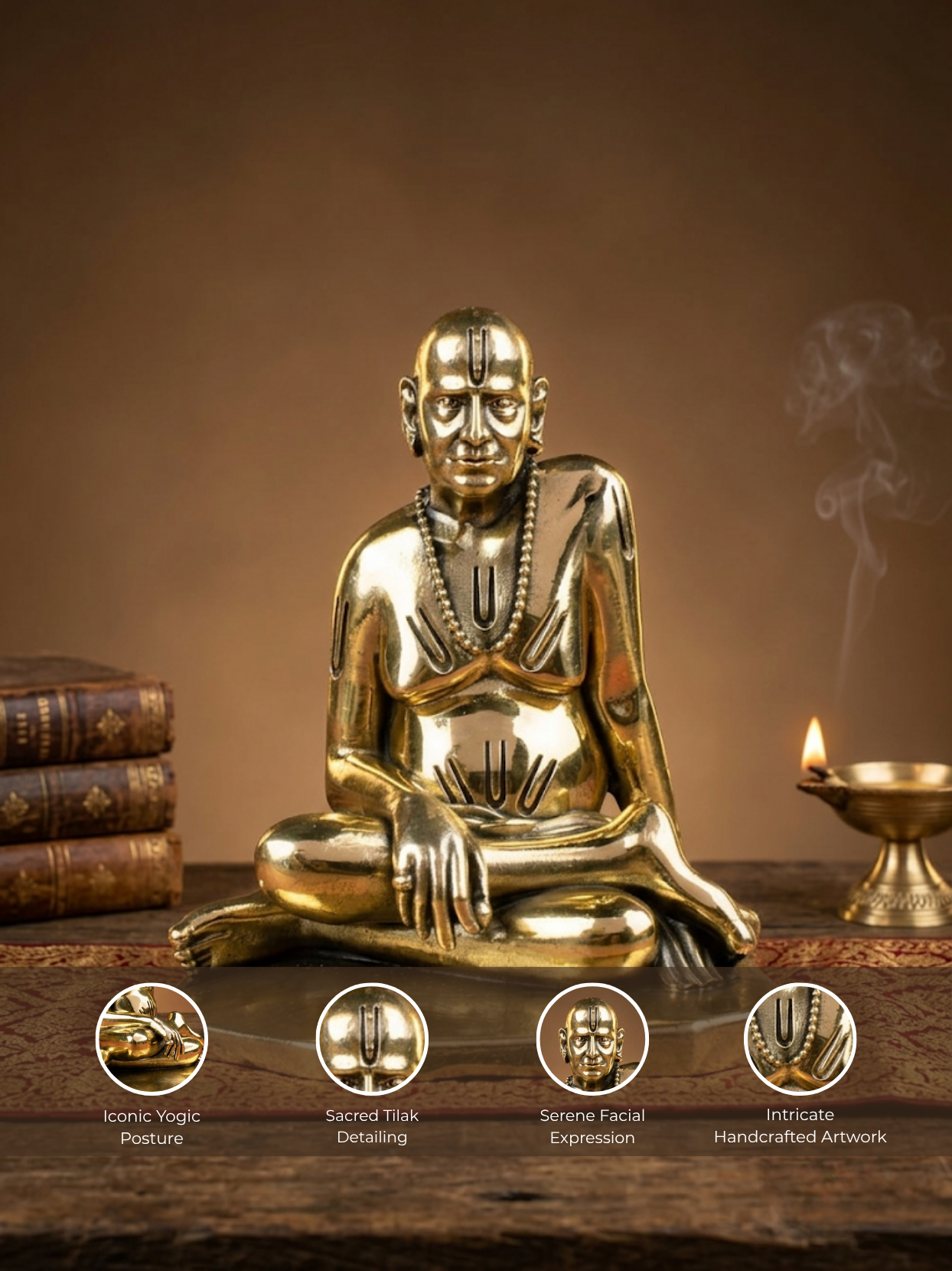 Shree Swami Samarth Ashtadhatu Idol - Traditional 8-metal Akkalkot Maharaj statue for home pooja.