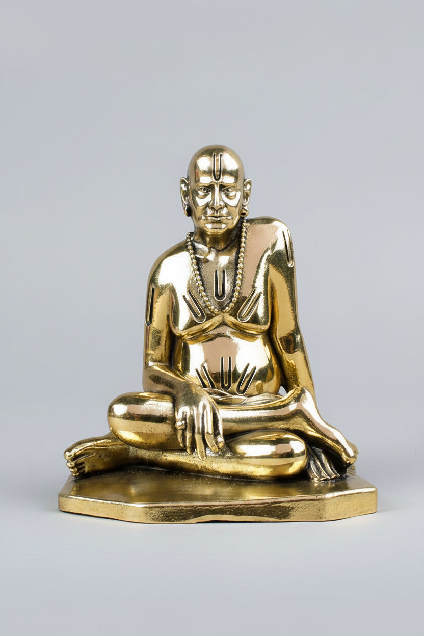 Shree Swami Samarth Ashtadhatu Idol - Traditional 8-metal Akkalkot Maharaj statue for home pooja.