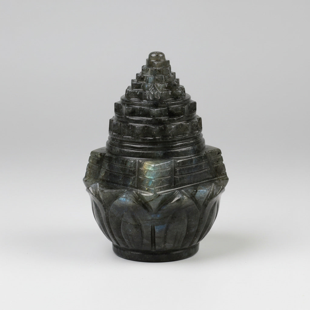 Shree Yantra in Labradorite on Lotus 325 gms