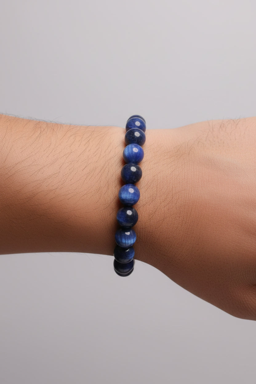 Natural Kyanite Gemstone Bracelet for Men & Women | 8mm Genuine Kyanite Beads | Healing Crystal Bracelet for Clarity, Calm & Positive Energy