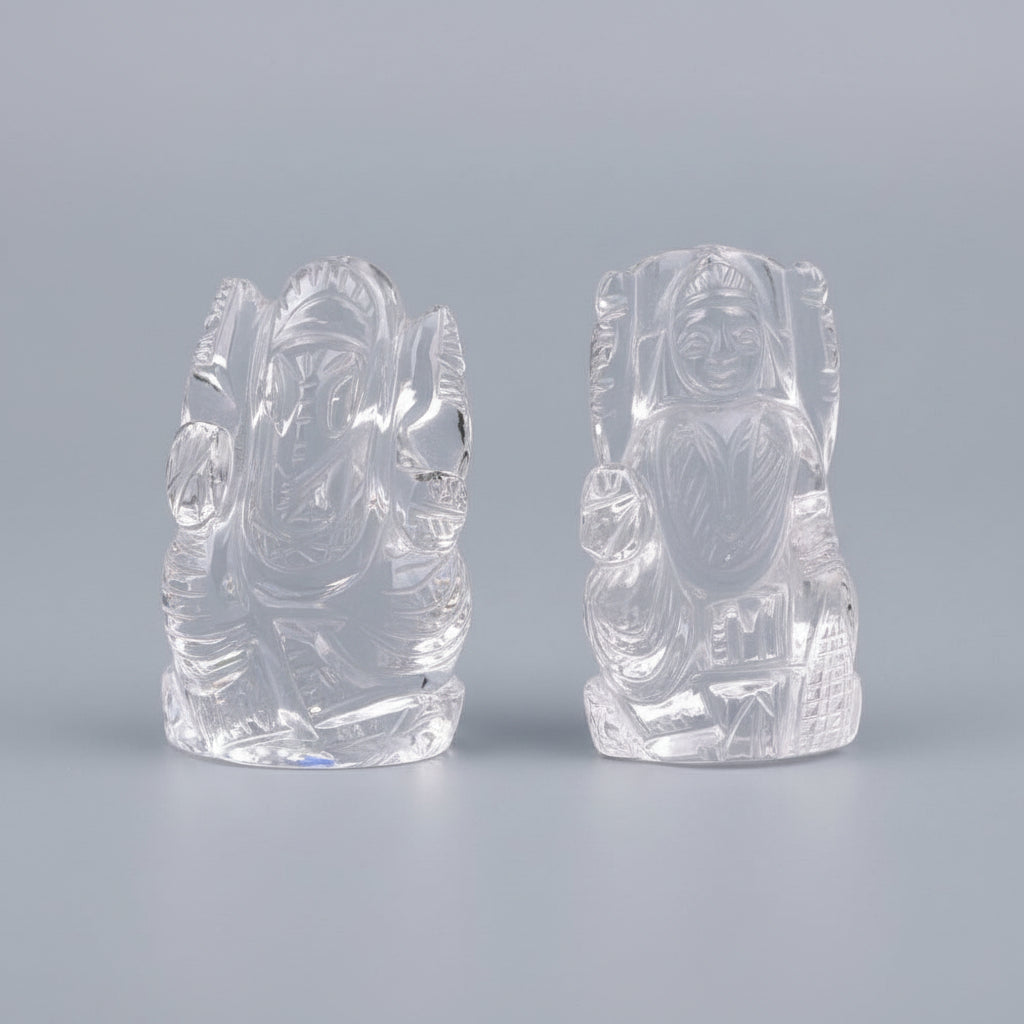 Sphatik Crystal Ganesh Laxmi Idols (For Diwali Gifting)-36 gms