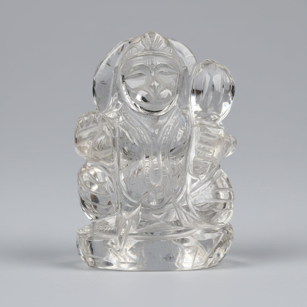 Sphatik Crystal Hanuman Idol | 50 Gms | Pure Quartz Statue - ManiMonk
