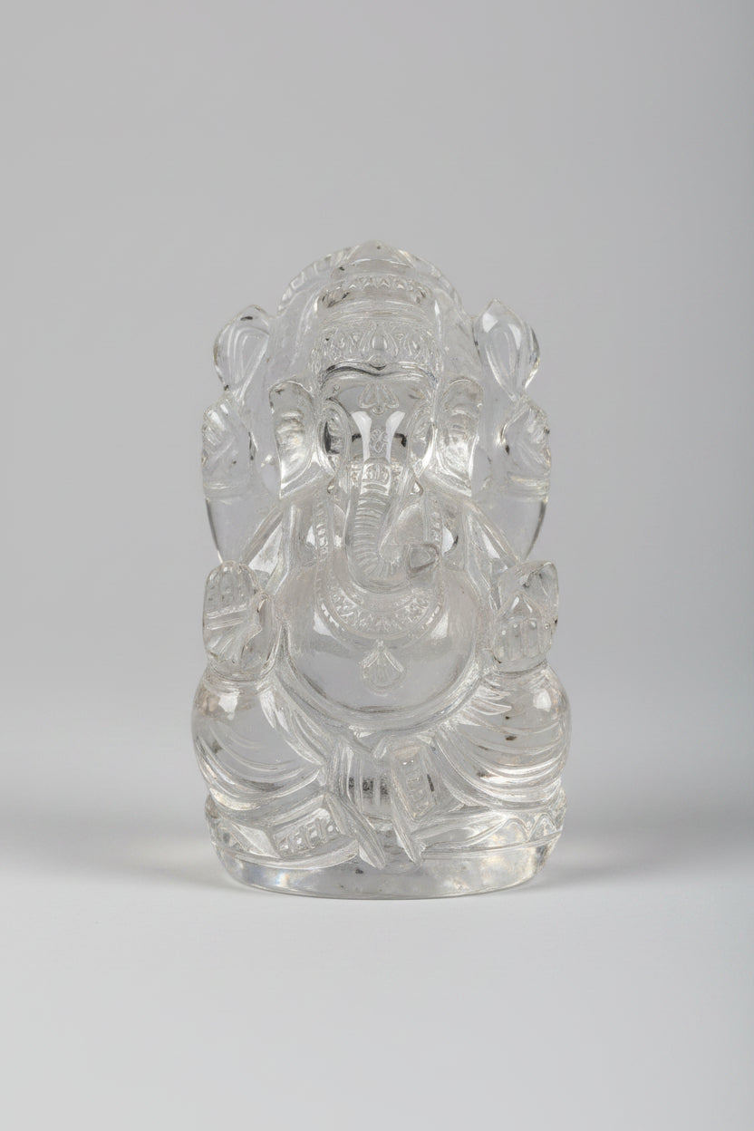Sphatik Ganesh Idol | Crystal Quartz | 52 Gms | 2.2 Inch - ManiMonk