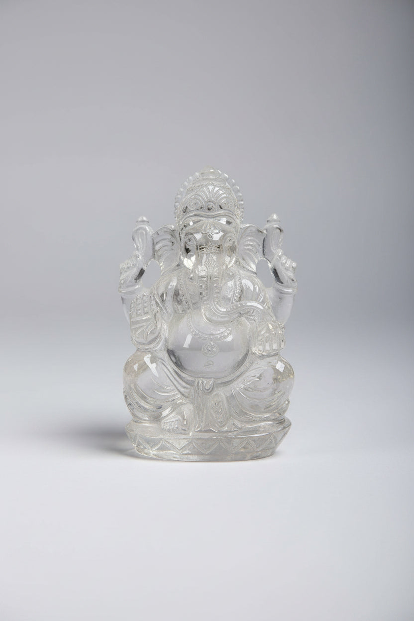 Sphatik Ganesh Idol | Crystal Quartz | 96 Gms | 2.6 Inch - ManiMonk