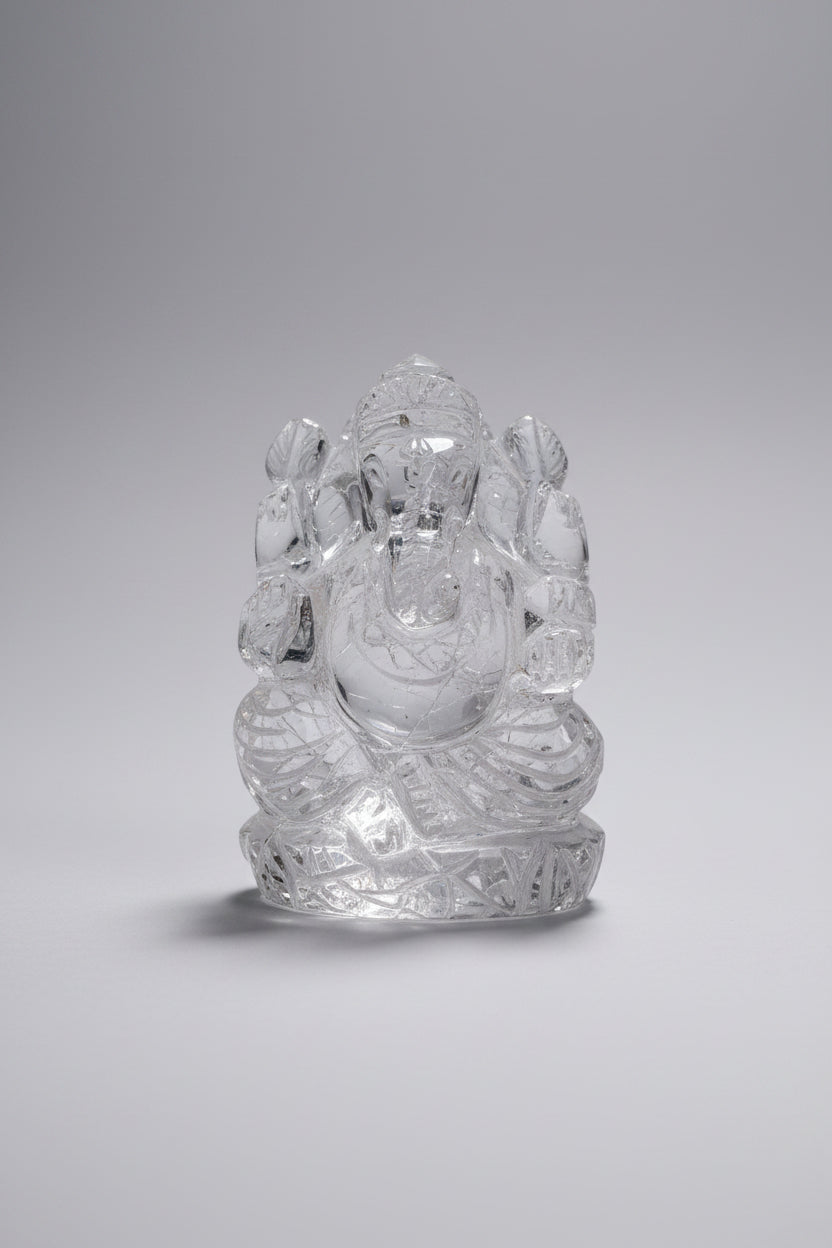 Sphatik Ganesh Idol | Natural Crystal Quartz | 132 Gms - ManiMonk