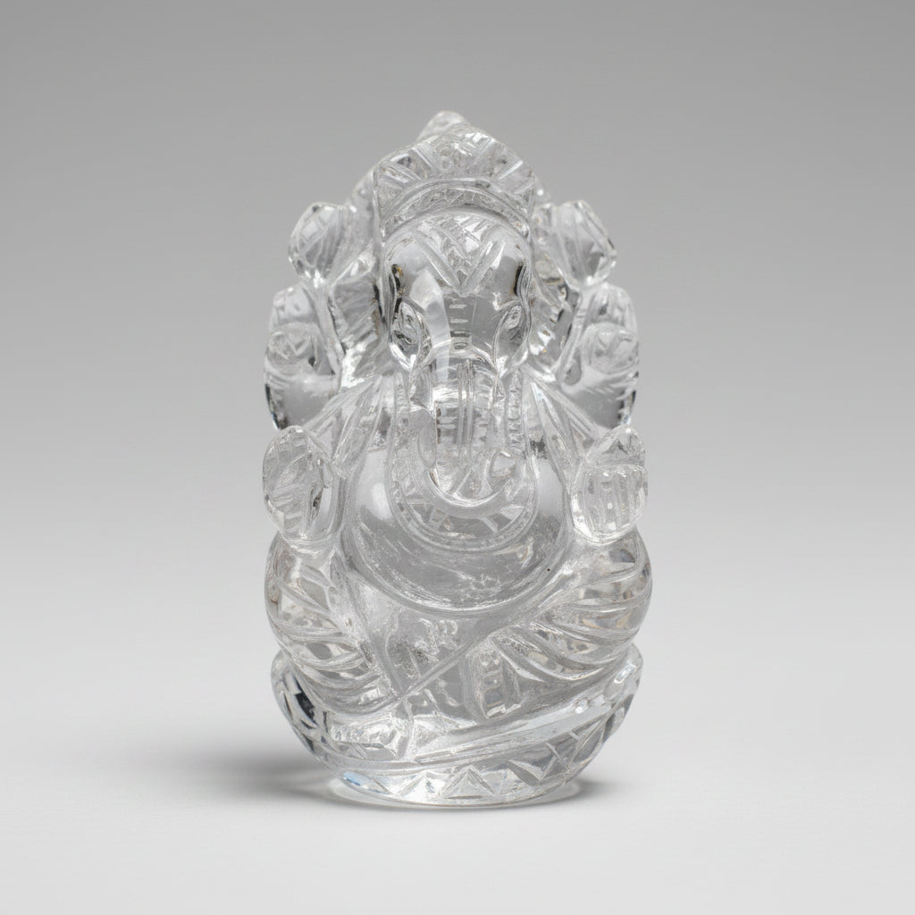 Sphatik Ganesh Idol | Pure Crystal Quartz | 55 Gms | 2.1 Inch - ManiMonk