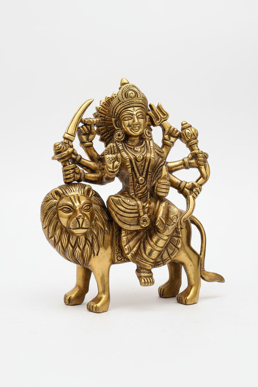 Sri Durga Malleswara Brass Statue 7 Inch Premium Handcrafted Idol - ManiMonk