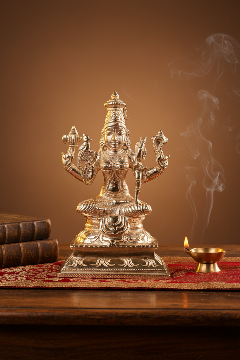Sri Kanchi Kamakshi Amman Idol in Panchadhatu 4.75 Inch