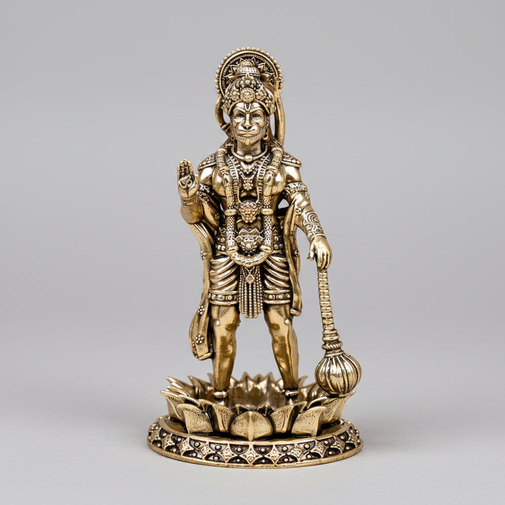 Standing Hanuman on Lotus Ashtadhatu Idol 