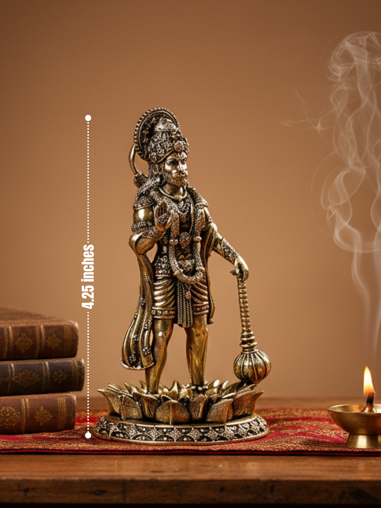 Standing Hanuman on Lotus Ashtadhatu Idol Energised Bajrangbali Murti for Home Mandir