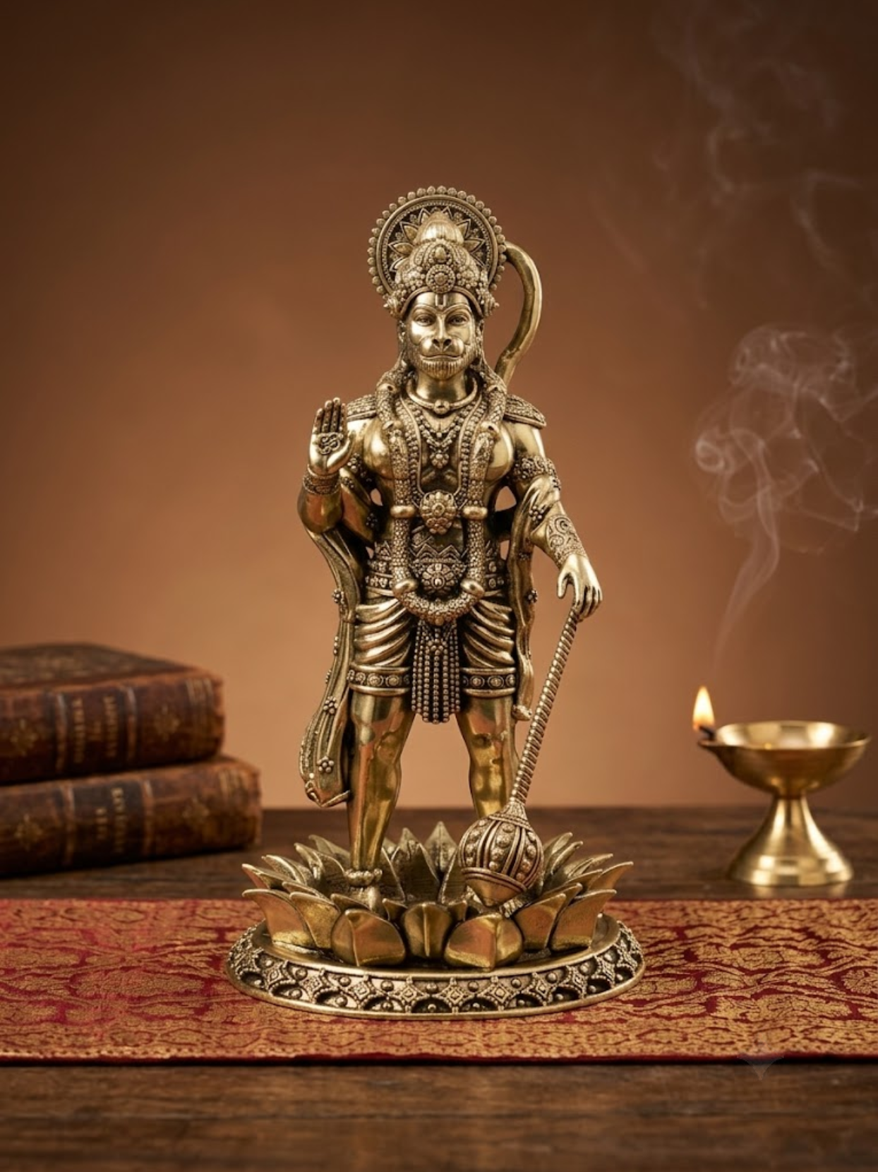Standing Kamal Hanuman Ashtadhatu Idol - Energised Murti for Home Mandir