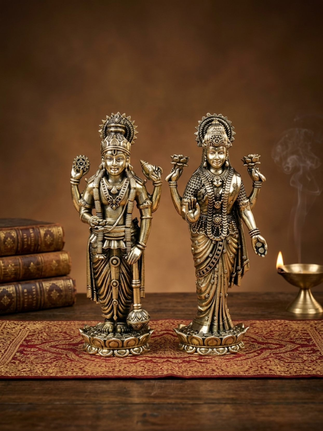 Standing Laxmi Vishnu Ashtadhatu Idol – Divine Couple in Sacred Union - ManiMonk