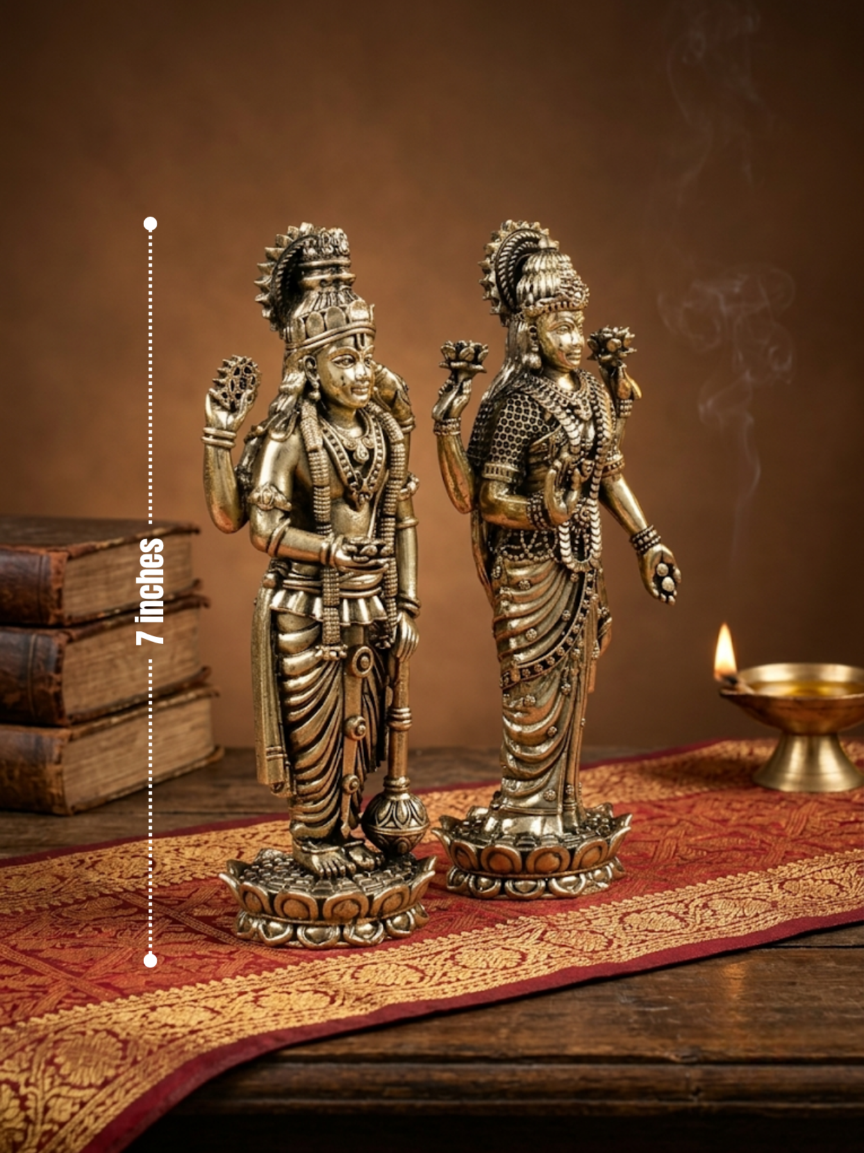 Standing Laxmi Vishnu Ashtadhatu Idol – Divine Couple in Sacred Union - ManiMonk