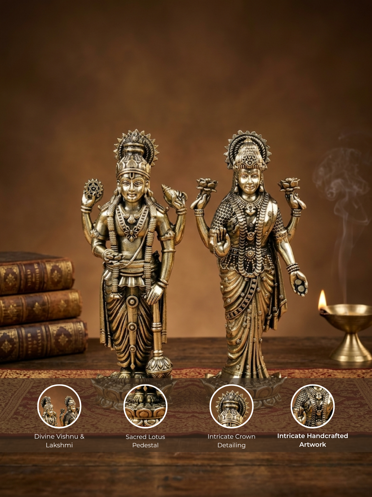 Standing Laxmi Vishnu Ashtadhatu Idol – Divine Couple in Sacred Union - ManiMonk