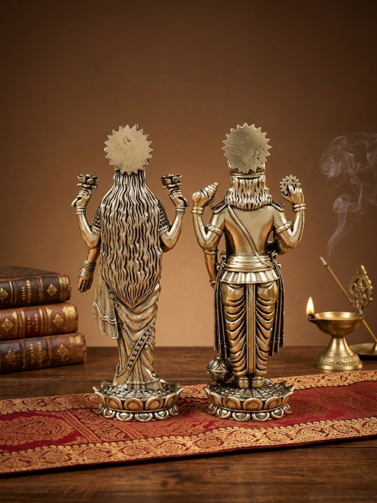 Standing Laxmi Vishnu Ashtadhatu Idol – Divine Couple in Sacred Union - ManiMonk
