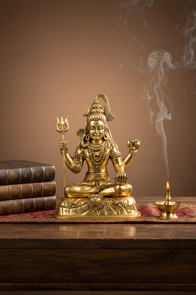 Superfine Meditating Shiva Brass Idol - ManiMonk
