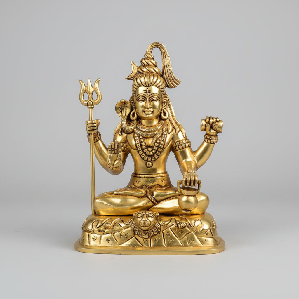 Superfine Meditating Shiva Brass Idol | 11 Inch | 5.93 Kg