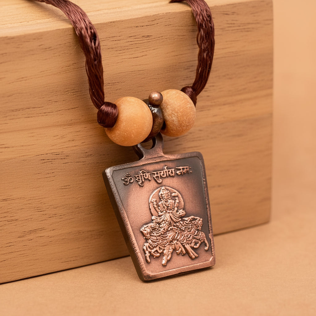 Surya Yantra Copper Locket-With Thread