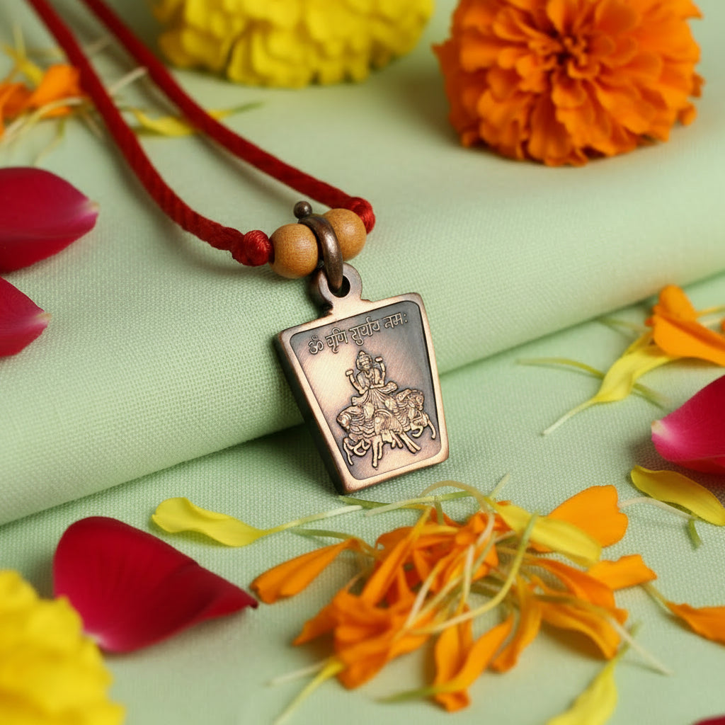 Surya Yantra Copper Locket-With Thread