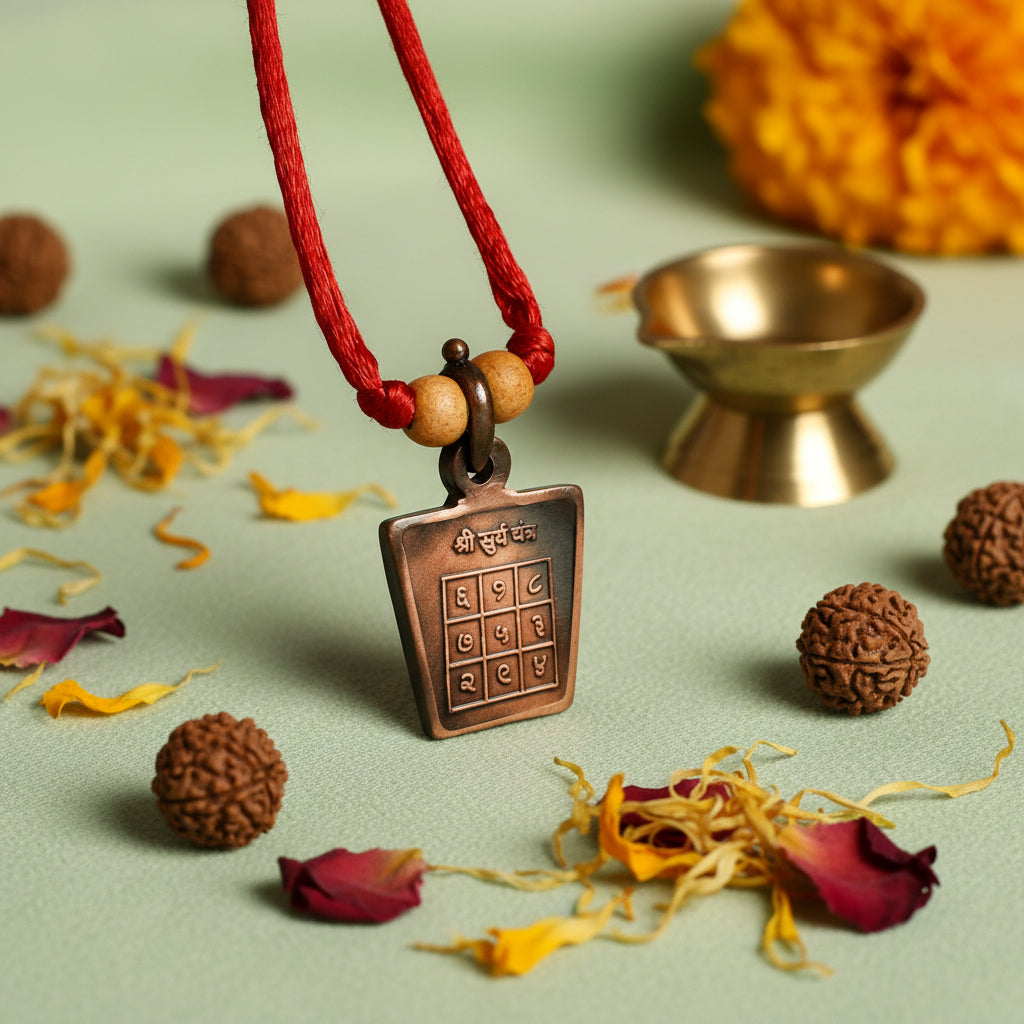 Surya Yantra Copper Locket-With Thread