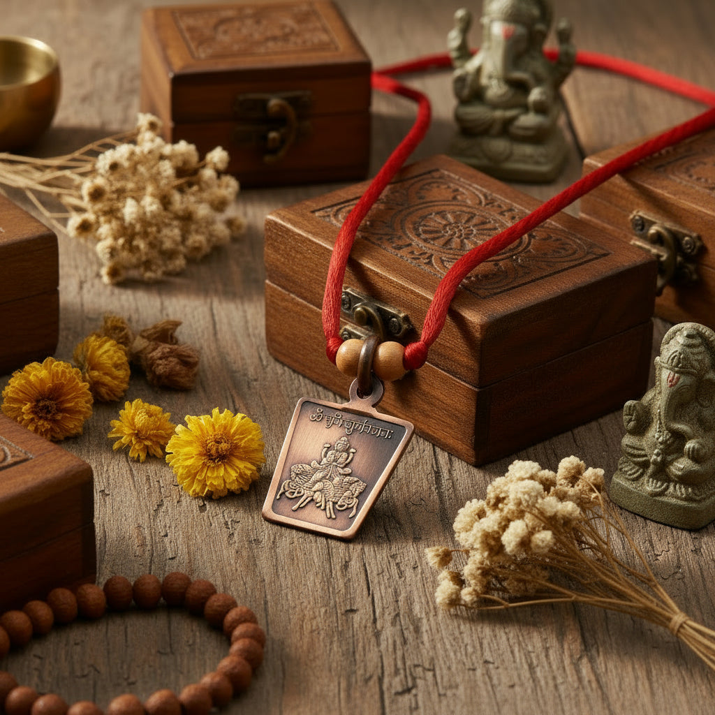 Surya Yantra Copper Locket-With Thread