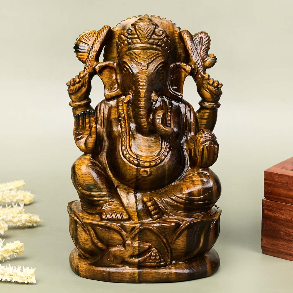 Tiger Eye Ganesh Idol - 1.035 kgs