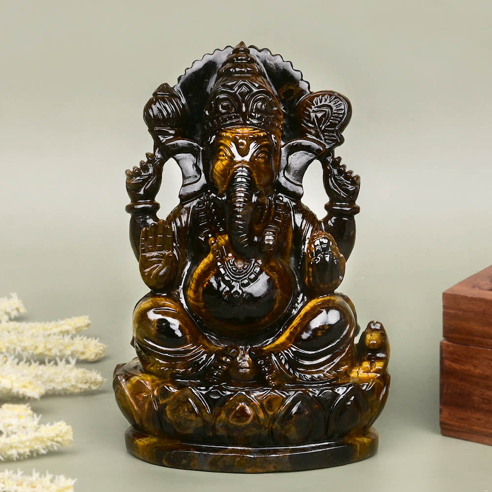 Tiger Eye Ganesh Idol - 750 gms