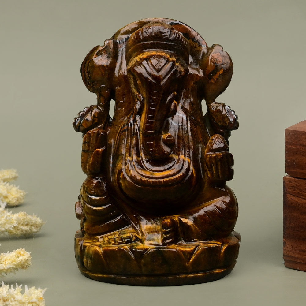 Tiger Eye Ganesh Idol - 305 gms