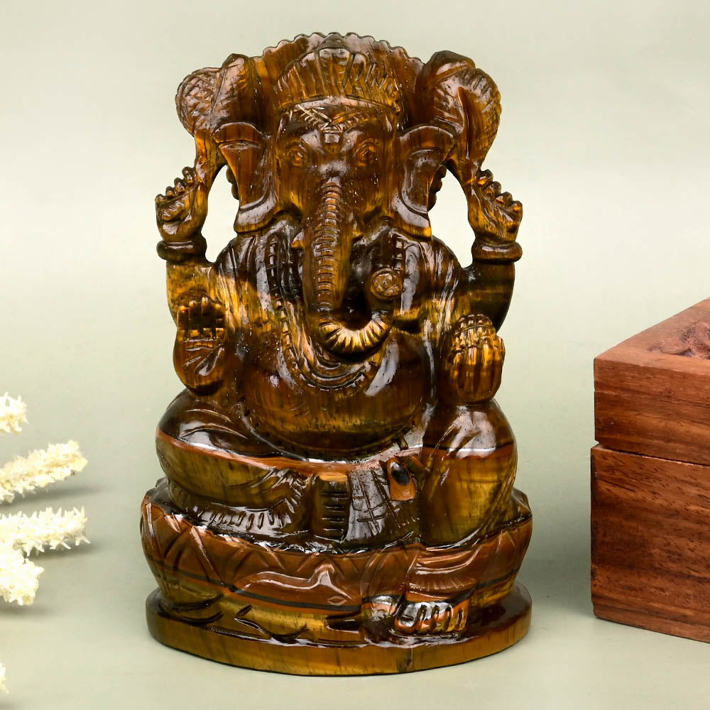 Tiger Eye Ganesh Idol - 582 gms