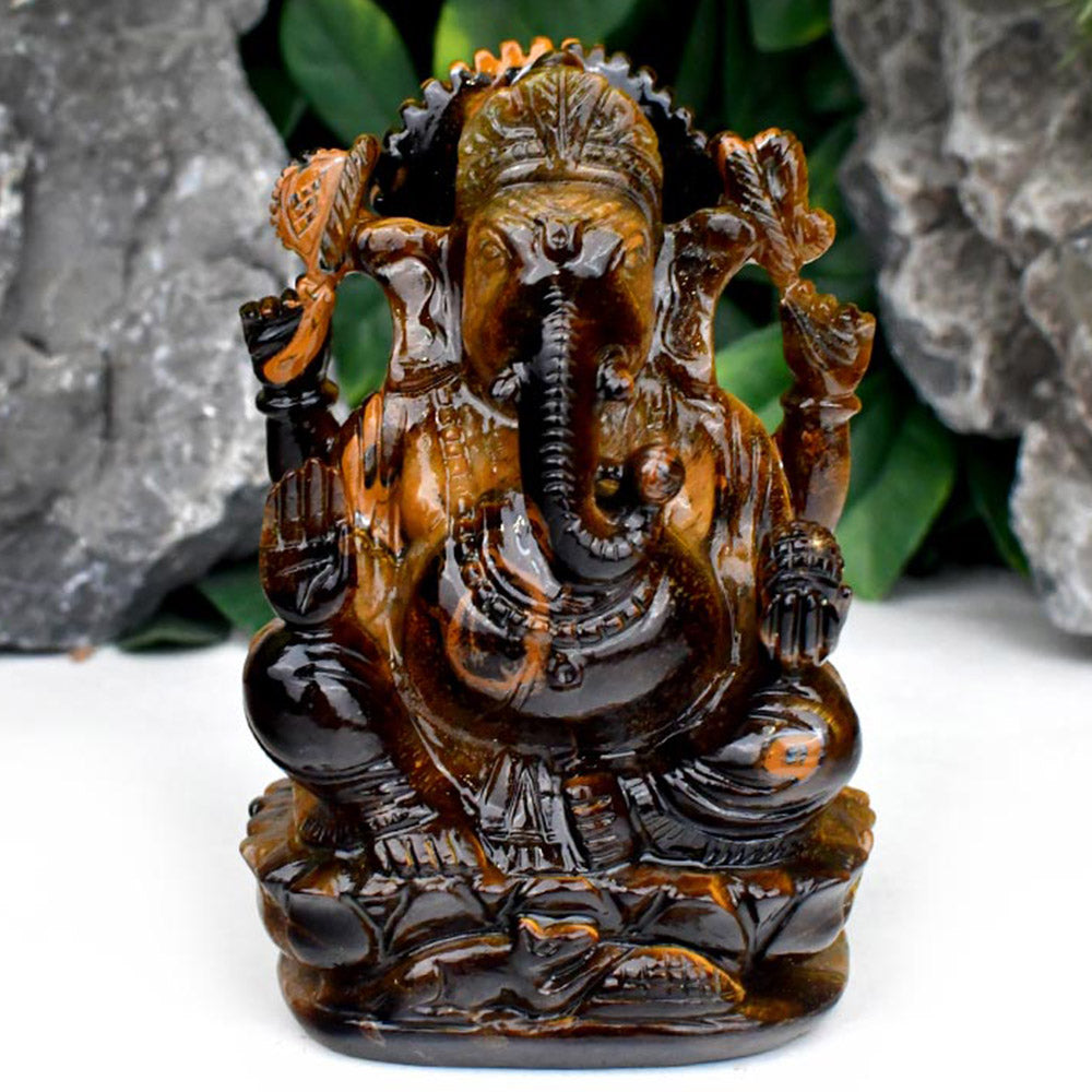 Tiger Eye Ganesh Idol - 967 gms