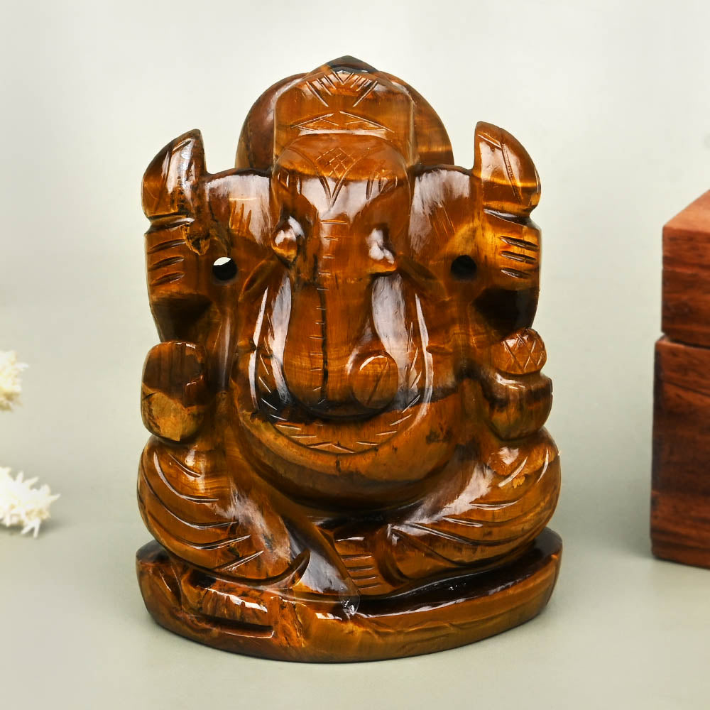 Tiger Eye Ganesh Idol - 291 gms