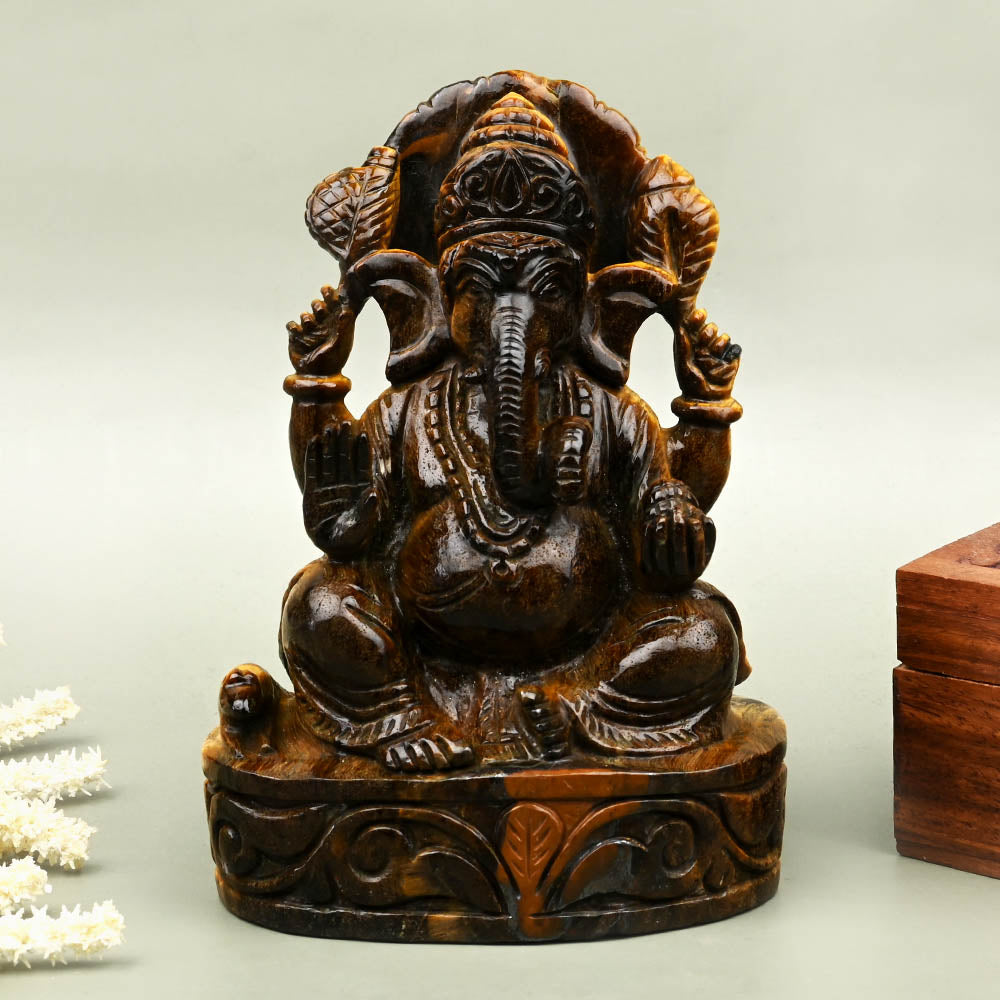 Tiger Eye Ganesh Idol - 808 gms