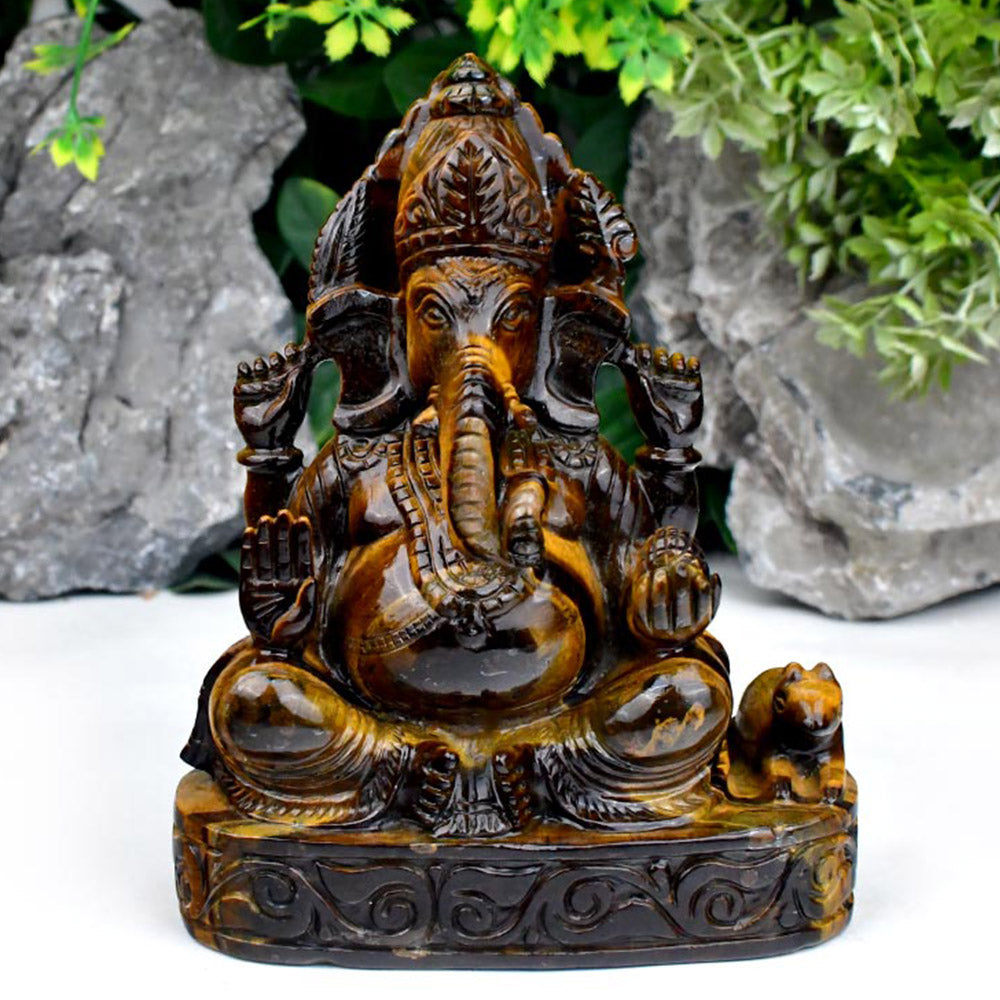 Tiger Eye Ganesh Idol - 1.778 kgs