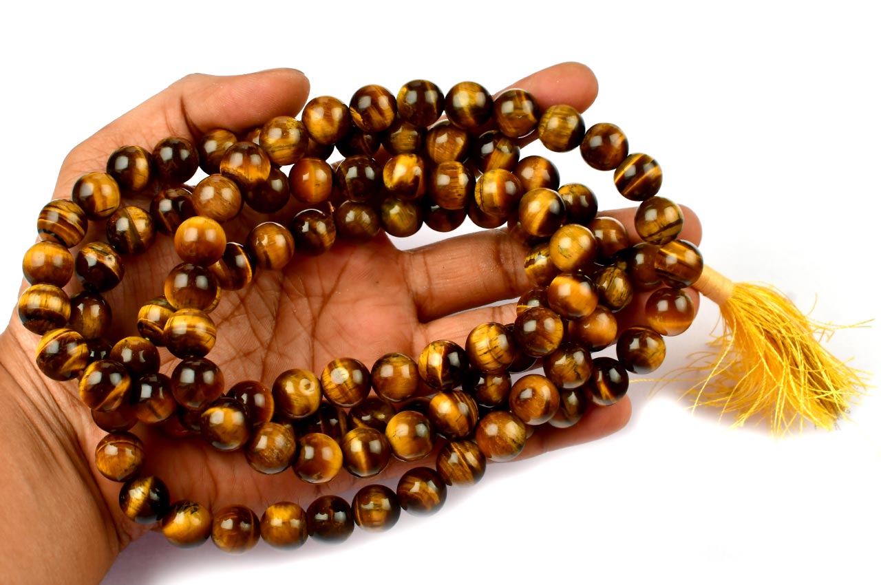 Tiger Eye Round Mala (12 mm)-54 Beads