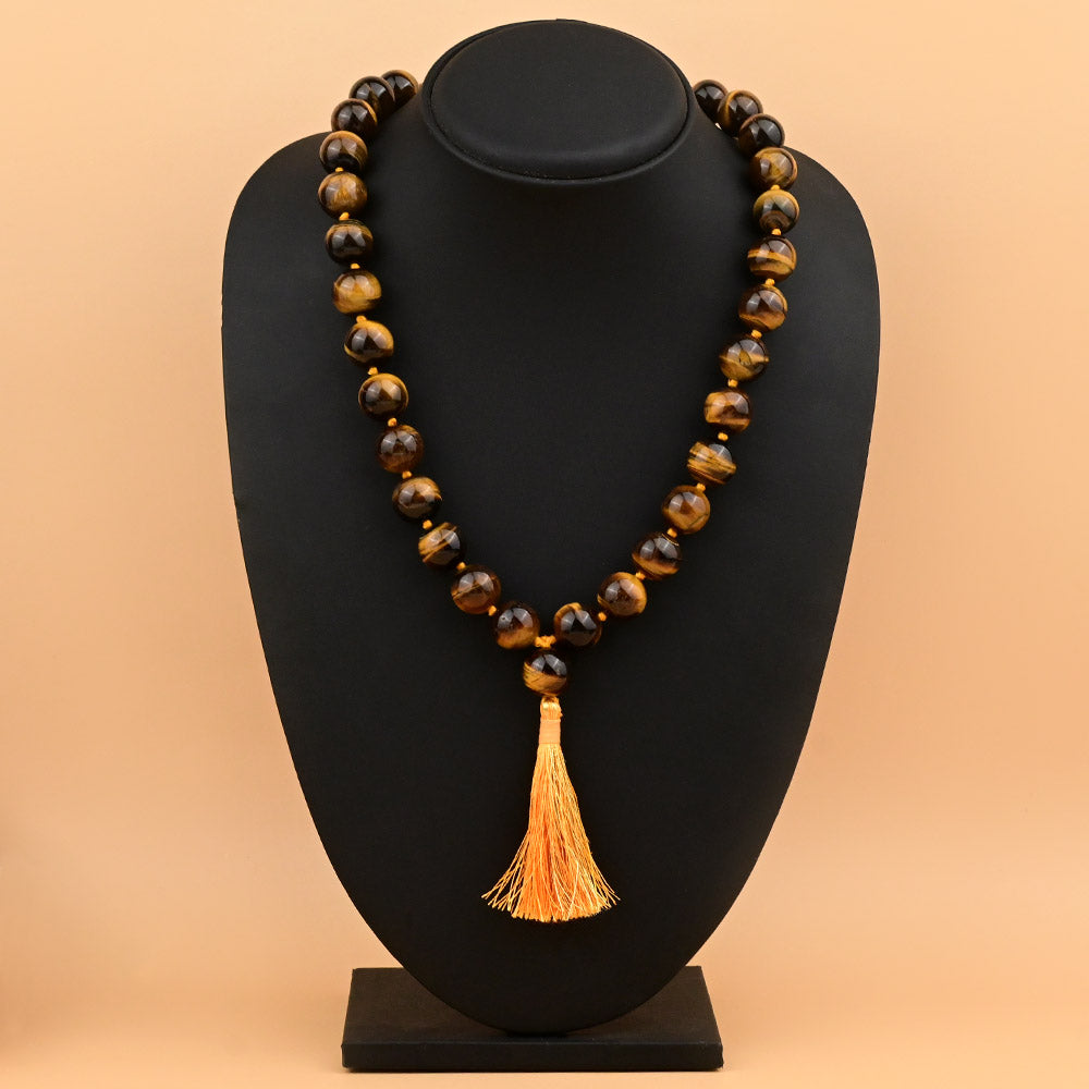Tiger Eye Round Beads Mala With Knots-8 mm