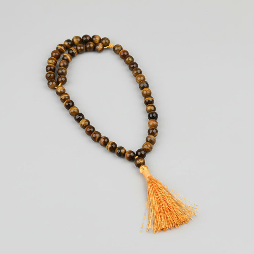 Tiger Eye Faceted Round Mala Without Knots-10 mm