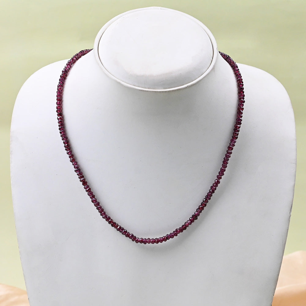 Garnet Faceted Button Shape Mala - 4 mm
