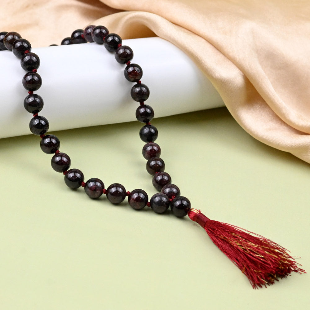 Natural Garnet Knotted Mala-6 mm