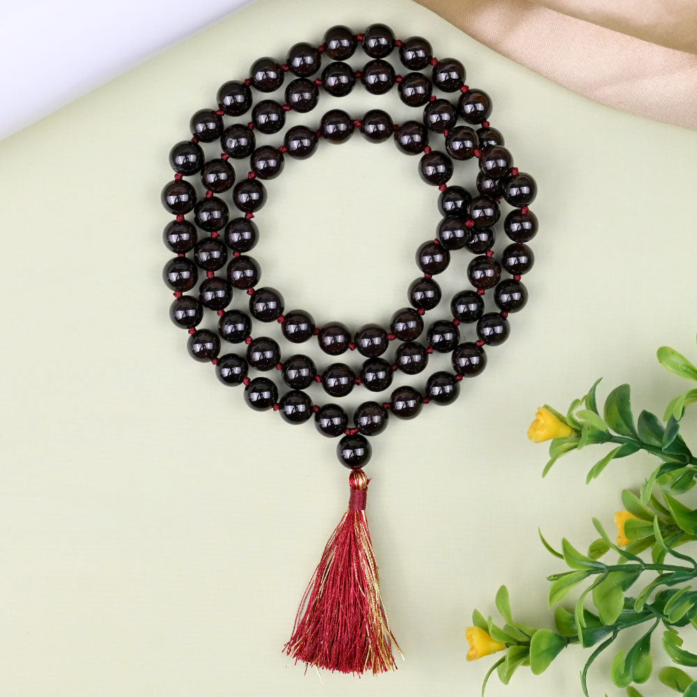 Natural Garnet Knotted Mala-6 mm