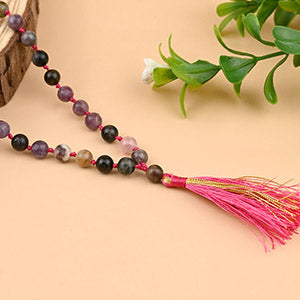 Multi Tourmaline Knotted Mala-10 mm