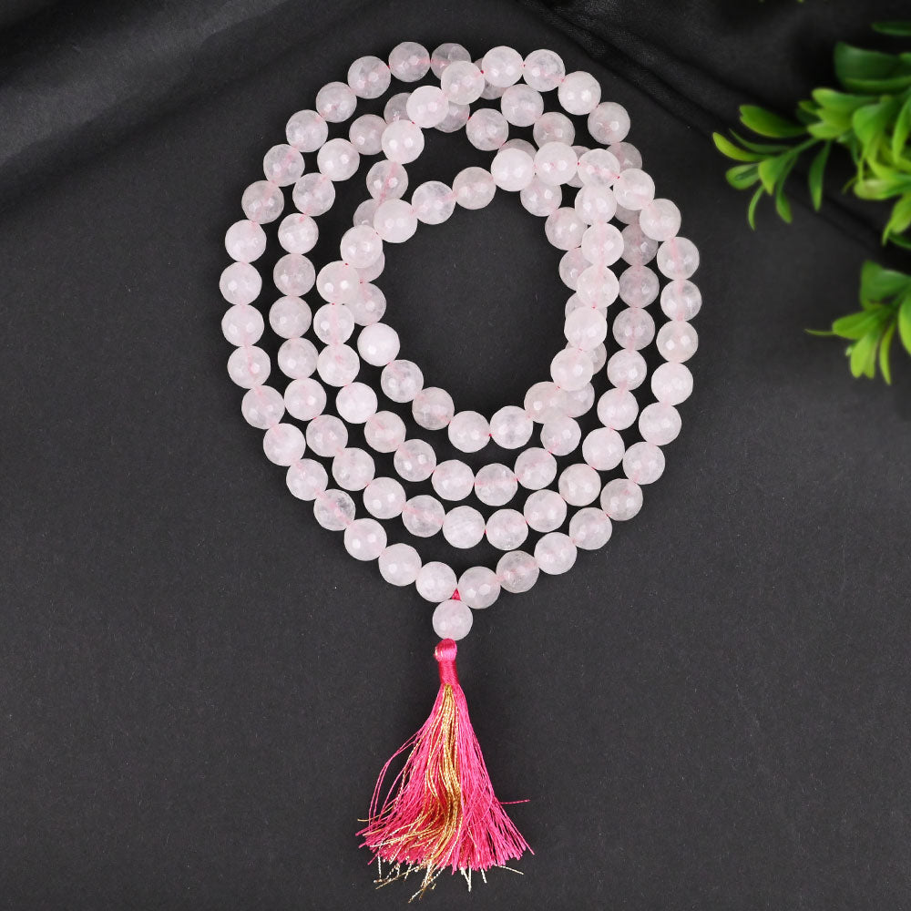 Rose Quartz Faceted Beads Mala-6 mm