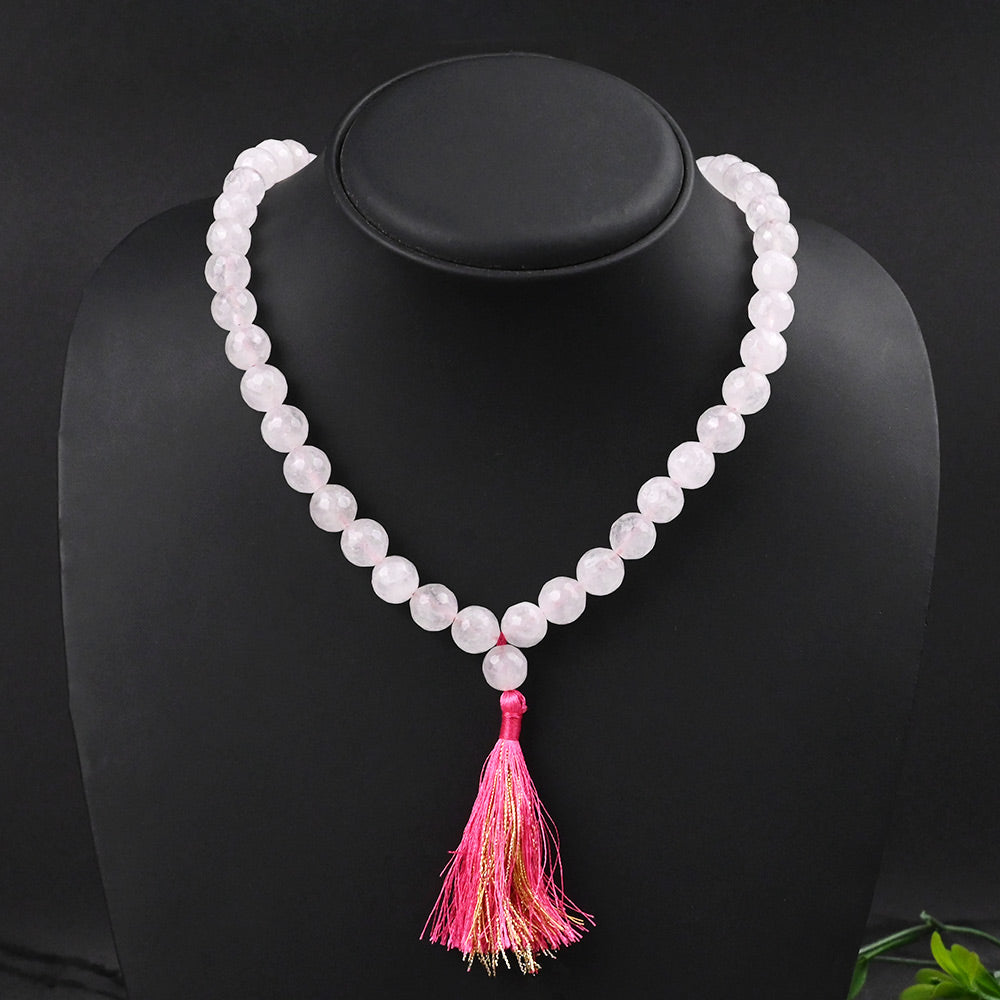 Rose Quartz Faceted Beads Mala-6 mm