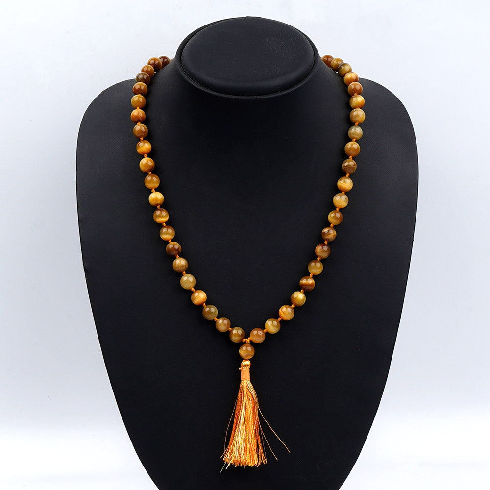 Brown Cat's Eye Knotted Mala-6 mm