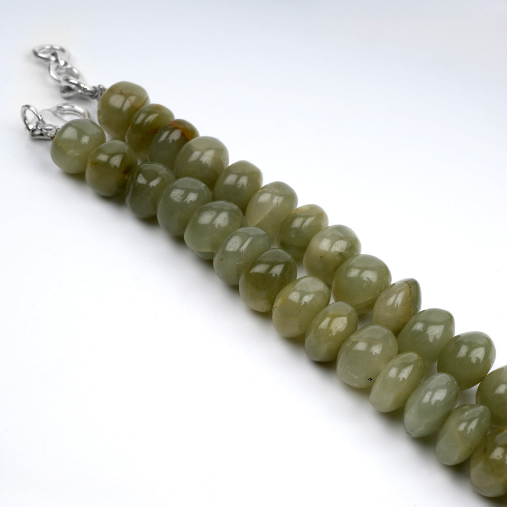 Green Cat's Eye Button Shape Necklace-12 mm