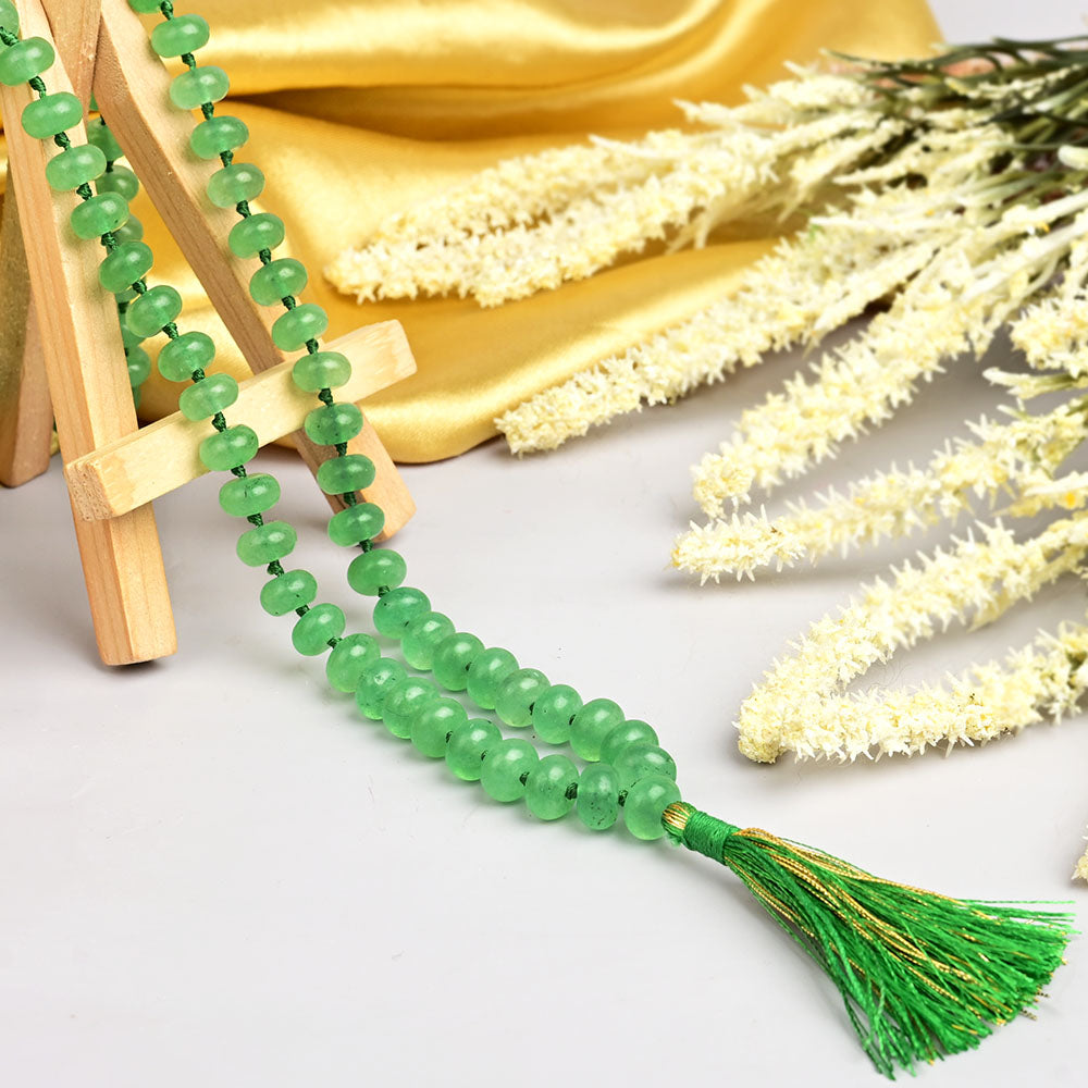 Green Aventurine Elliptical Beads Mala