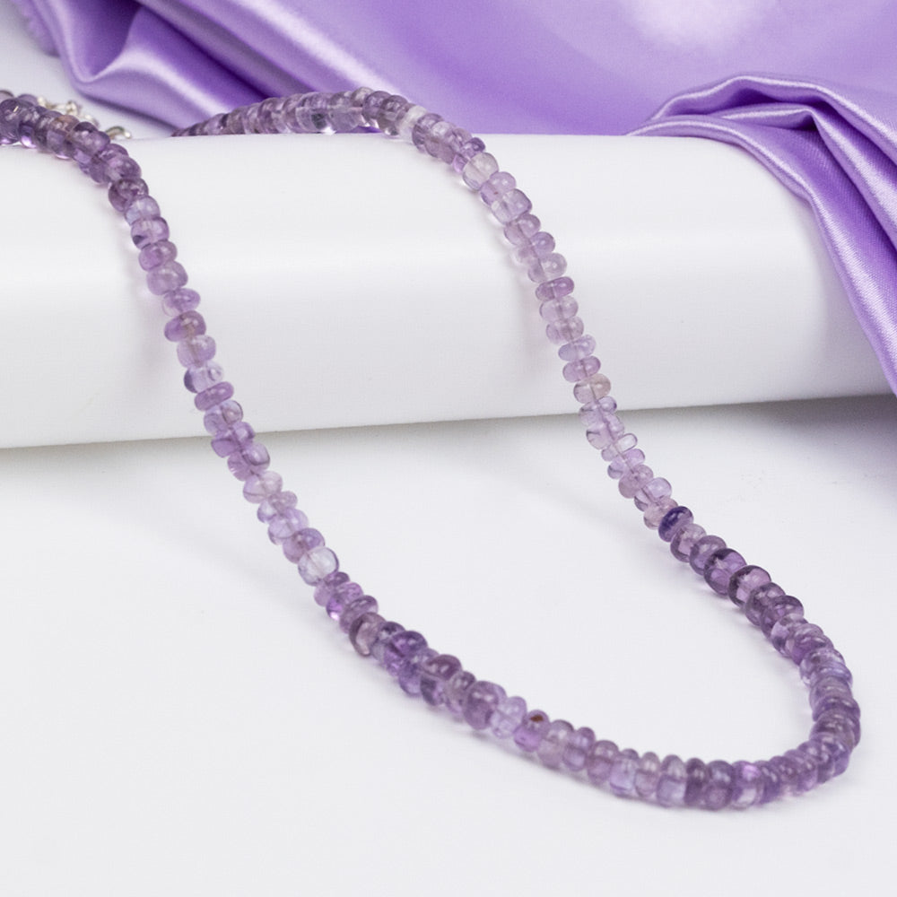 Amethyst Elliptical Beads Necklace-4 x 6 mm