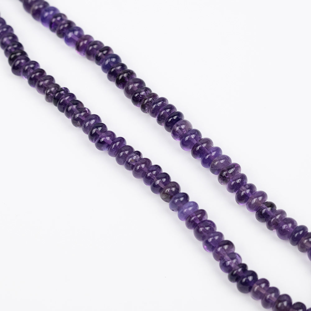 Amethyst Elliptical Beads Necklace-6 x 8 mm
