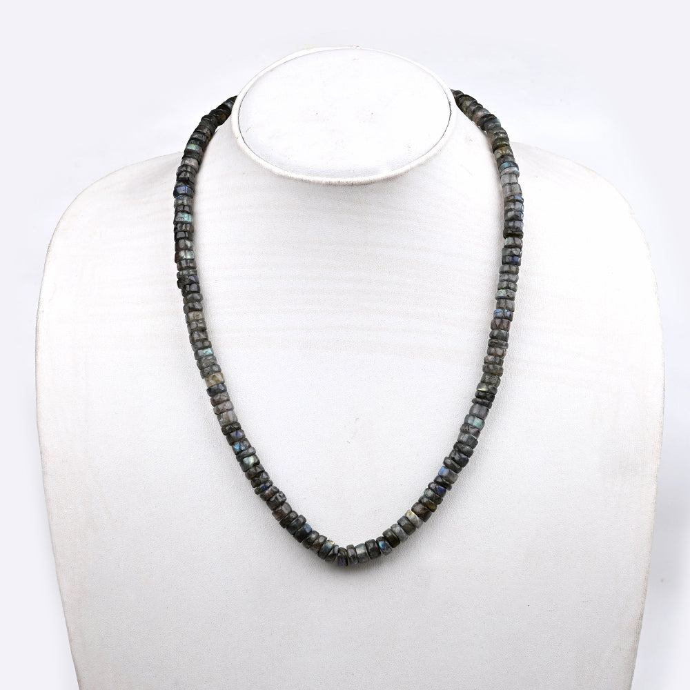 Labradorite Pipe Shaped Beads Necklace-8 mm
