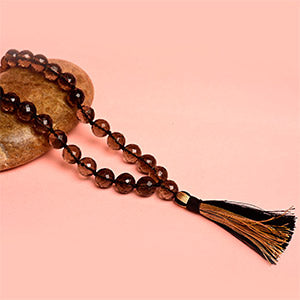 Faceted Smoky Quartz Mala-10 mm